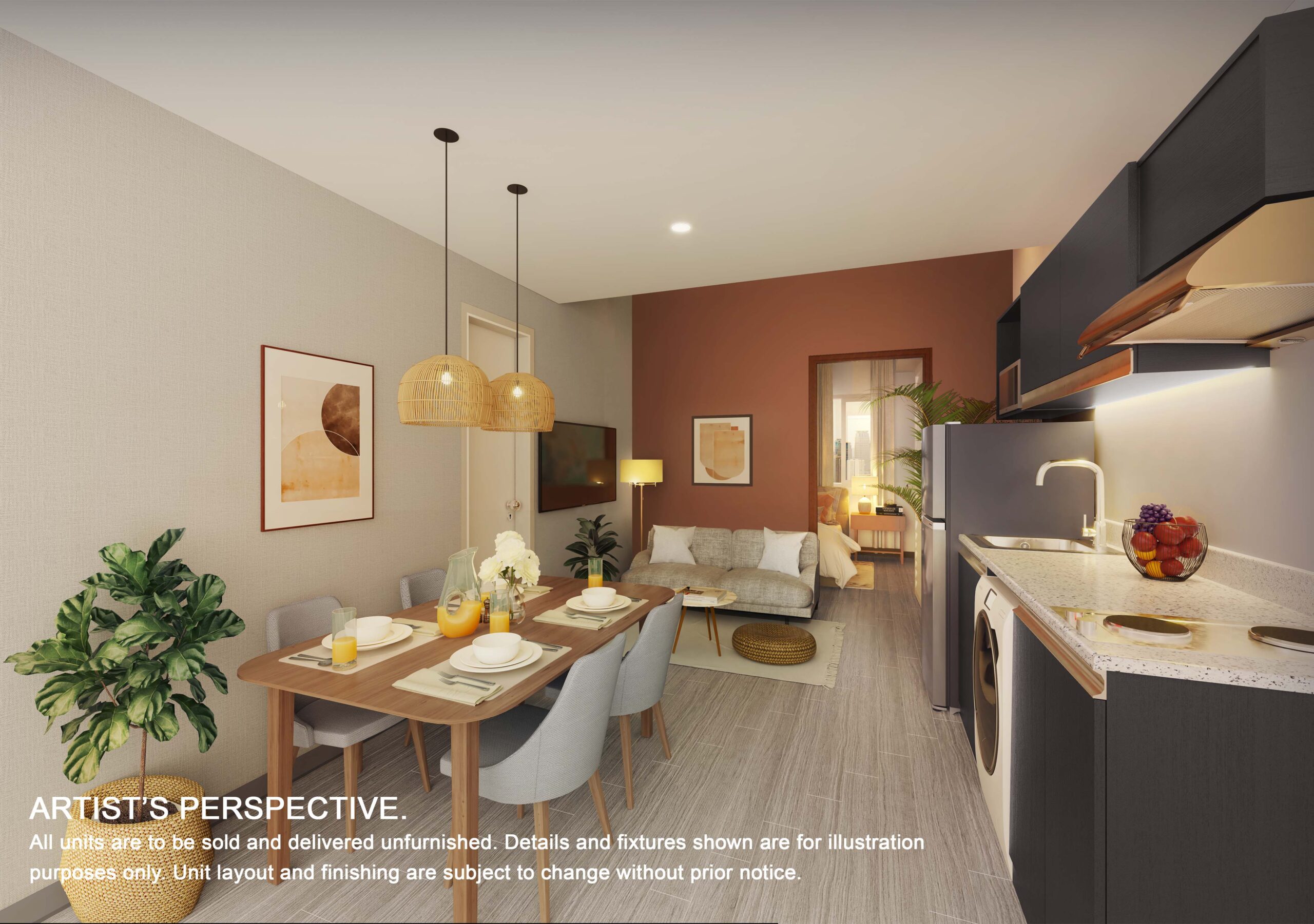 Artist's perspective of 1BR Unit at Torre Lorenzo Loyola