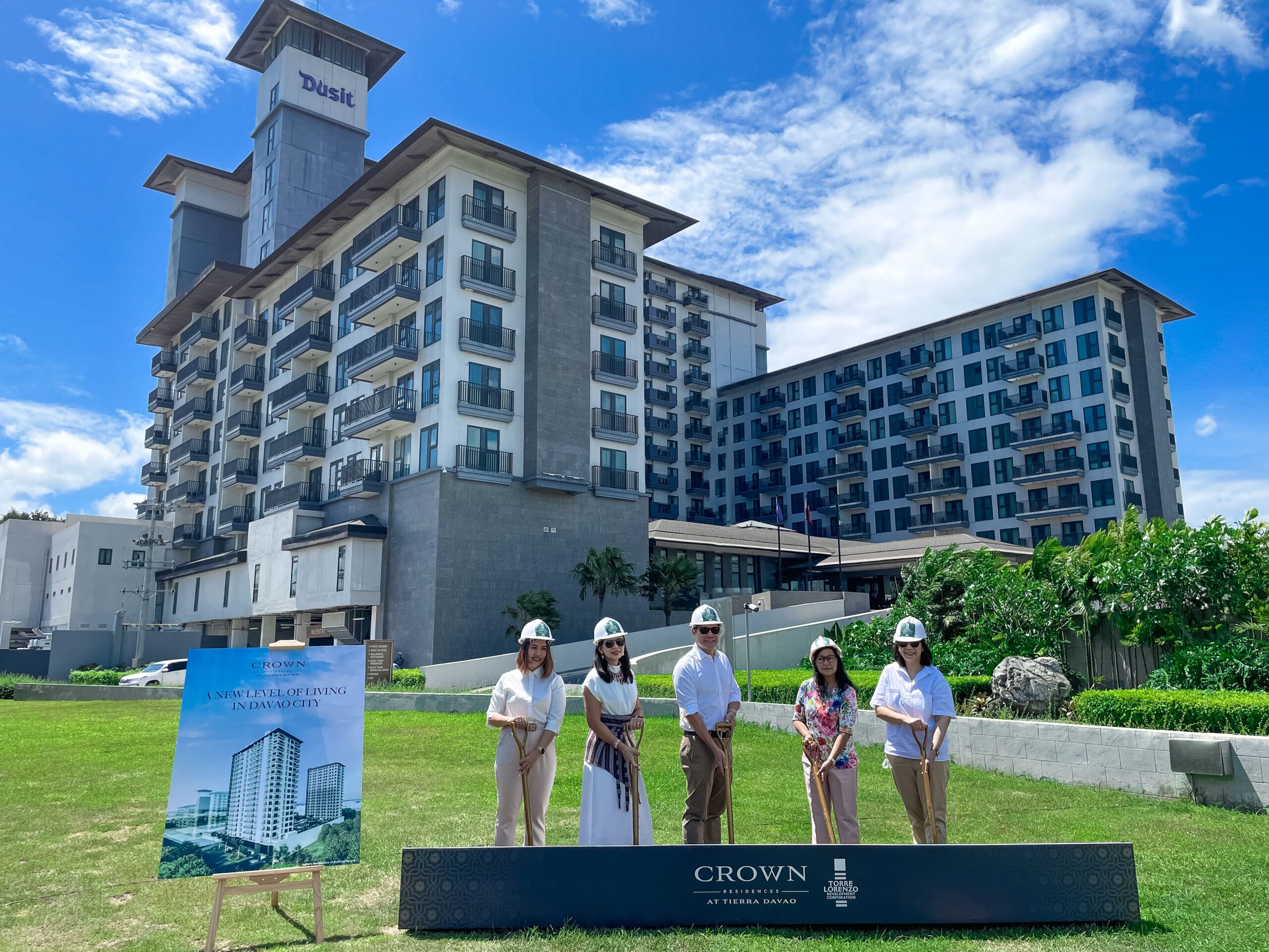 Present during the showroom groundbreaking ceremony are: (L-R) Mae Valdez, Area Sales Head for VisMin; Cathy Casares-Ko, TLDC Chief Operations Officer; Tomas P. Lorenzo, TLDC Chief Executive Officer; Belinda Reyes, Partner; Jennifer Umali, TLDC Chief Finance Officer.